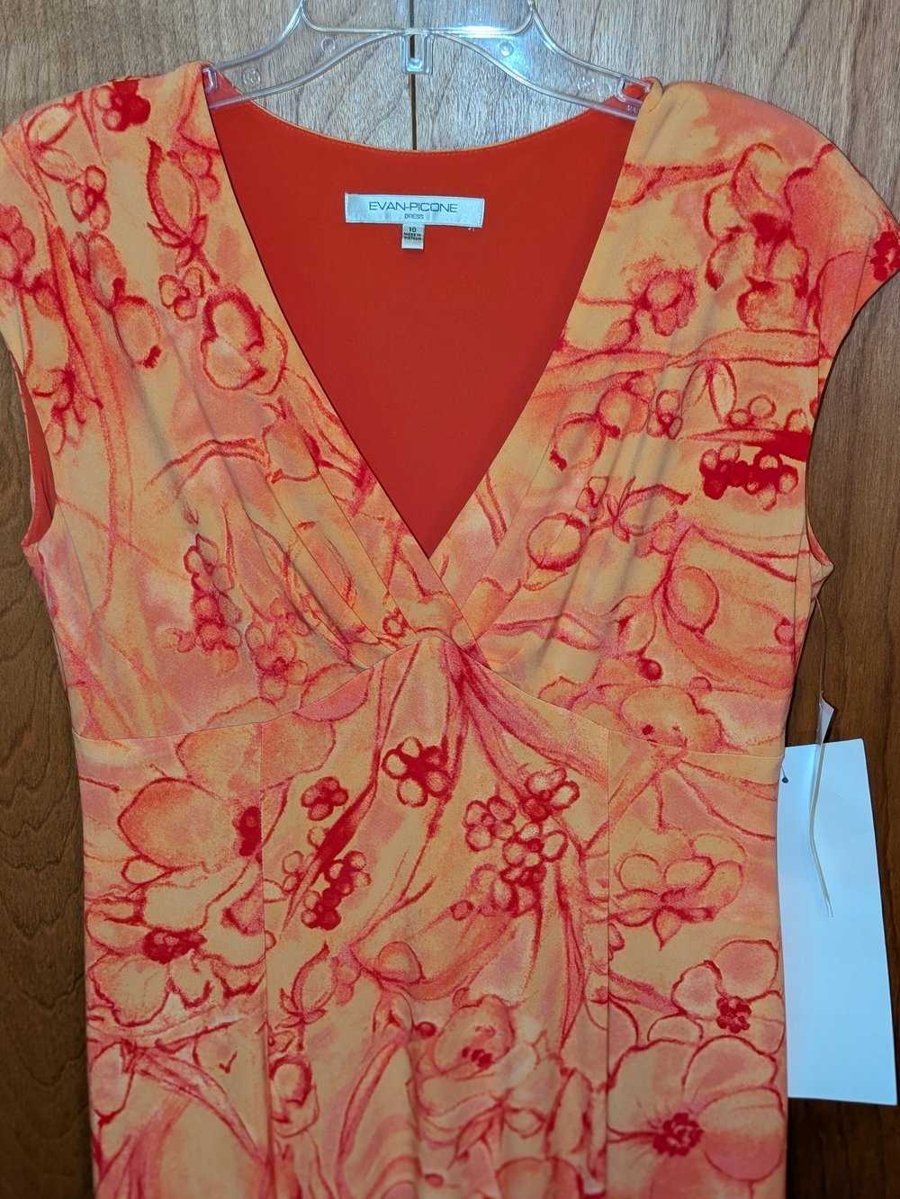 Evan Picone Women's Orange and Red Floral Twist-Front Tunic Dress